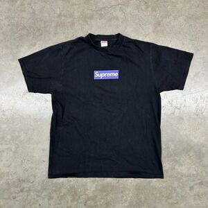 Supreme Box Logo T Shirt Black Purple Box Logo Mens L USA Made